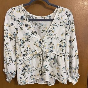 Abercrombie & Fitch Floral Quarter Sleeve Blouse